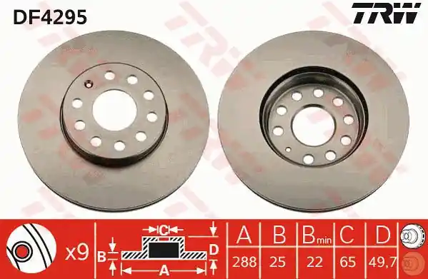 Tarcza hamulcowa TRW DF4295 1K0615301T Nowy